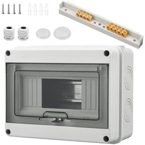 Coffret Electrique Etanche, Coffret Electrique Etanche Exterieur IP65 8 Modules, Avec 4 Bornes, 2 Connecteurs, pour une Utilisation à l'extérieur, Sites Industriels, Postes de Charge (8 Module (1/4)