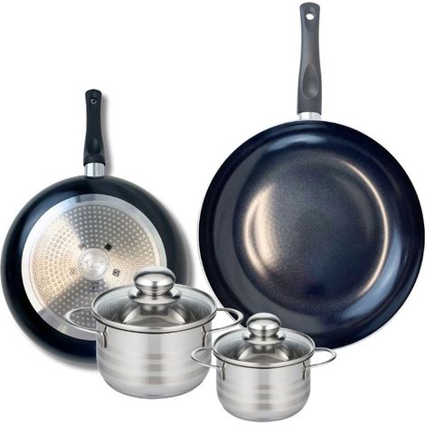 Ensemble de 2 Poêles de cuisson 24 et 28 cm et 2 faitouts 12 et 14 cm Elo Prima Brillant (1/5)