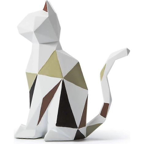 Sculpture de chat, statuette géométrique, figurine décorative en polyrésine, cadeau artistique, 18,5 cm (1/4)