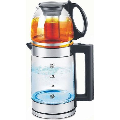 Verre électrique bouilloire avec infuseur à thé Borosilicate verre eau bouilloire 360 Swivel base pour thé café UE prise (1/5)