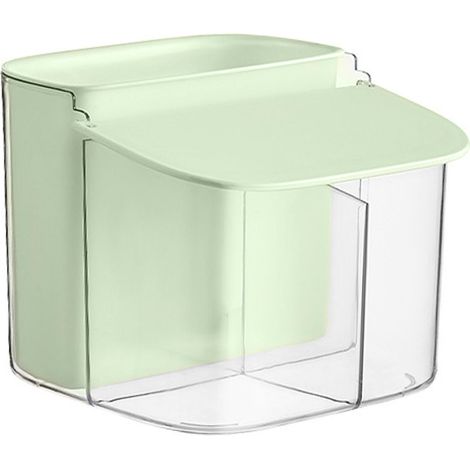Boîte de rangement murale pour cotons démaquillants, sans perçage, compartiments aérés, étui de rangement vert (1/5)
