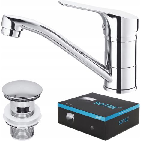 Rubinetto per lavabo da appoggio SOTBE con bocca girevole mobile e tappo (1/5)