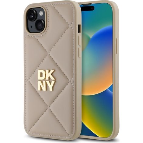 DKNY DKHCP15MPQDSLE iPhone 15 Plus 6.7" Beige Trapuntato Logo Stack (1/5)