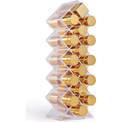 1 Organisateur à lèvres forme poisson, 16 cases, empilable, acrylique transparent, pour vanity et table de toilette (1/5)