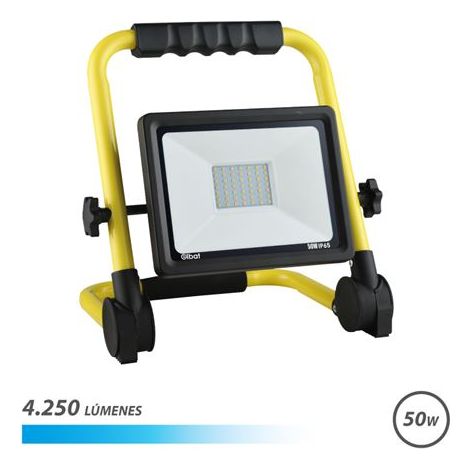 Elbat foco led con soporte plegable 50w - 4250 lumenes - 6500k luz fria - cable de 1.50m - ip65 para uso en exterior
