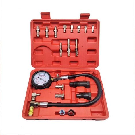 Testeur de compression diesel 0-70 bar manomètre double échelle avec 7 adaptateurs, tuyau flexible 36 cm pour moteur diesel direct et indirect