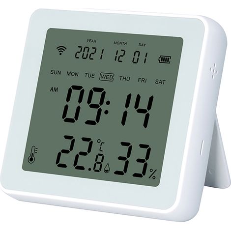 Sensor inteligente de temperatura y humedad WiFi, control remoto mediante Tuya, pantalla LCD, alta precisión, °C/°F (1/5)