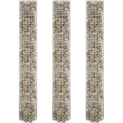 Lit surélevé à gabion circulaire Jardinière à gabion Poteau à panier de gabion 3 pcs Acier galvanisé Ø30x200cm KOL7493 (1/5)