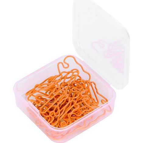 20 pièces mini trombones en plastique en forme d'ours, clips pour signets, classeur, cahier, orange (1/4)