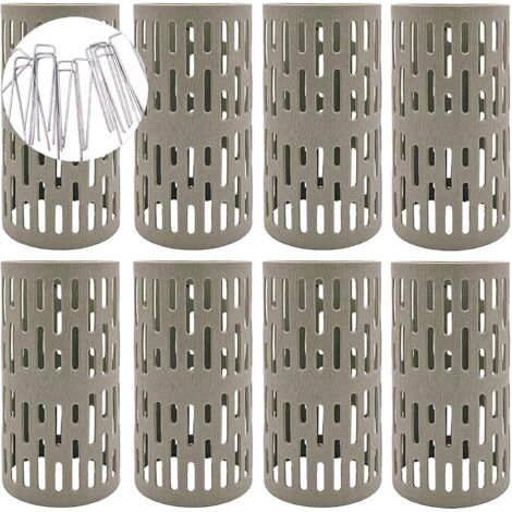 QORVA-8 Pièces Protecteurs De Plantes Et De Troncs D'arbres, 20cm Garde d'arbre en Plastique Maille De Pépinière Extensible avec Crochets De Verrouillage Intégrés pour L'empilage - avec 8 U Agrafes