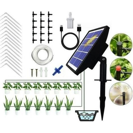 15m Kit d'arrosage goutte goutte solaire,systme d\\'arrosage automatique de 15 pots avec minuterie,Pour Jardin Maison Intrieur Extrieur,balcons,terrasses,jardins (1/5)