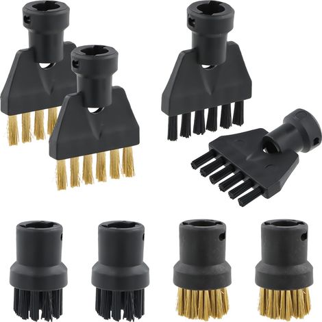 Lot de 8 Nylon et Laiton Brosses Nettoyeur Vapeur 4 Brosses Rondes et 4 Brosses Plates Buse Compatible avec Karcher Brosses Accessoire Nettoyeur Vapeur pour Karcher SC1 SC2 SC3 SC4 SC5 (1/5)