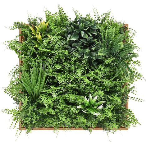 Quadro vegetale sintetico 55 x 55 cm Cornice Naturale, fogliame Verde - VEGETIRI (1/2)
