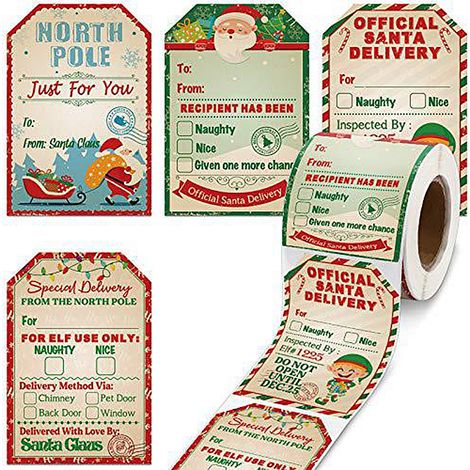 Etiquettes Adhesives Noel, 75x50mm, 200 Rouleaux, Decorations Fete et Cadeaux, Autocollants Festifs (1/2)