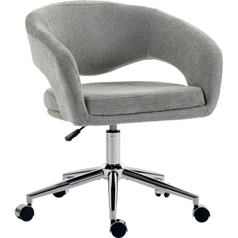 Chaise Bureau Ergonomique, Fauteuil de Bureau en Chenille avec Hauteur Réglable, Dossier Incurvé, Gris (1/5)