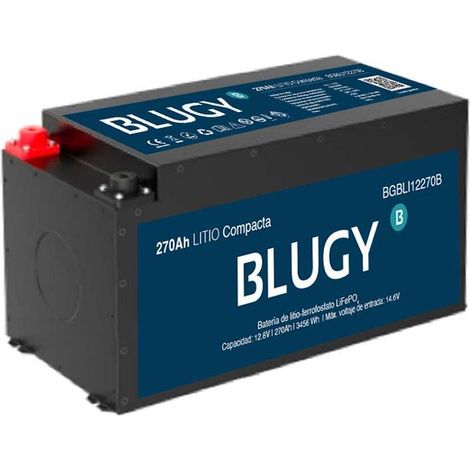Blugy Batería compacta Litio 12V, 3456Wh, 359x178x189 mm, para autocaravana, naútica