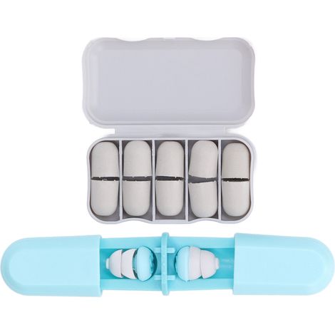 Bouchons d'oreilles à isolation phonique renforcée, réduction du bruit, pour dormir confortablement en résidence étudiante (bleu). (1/5)