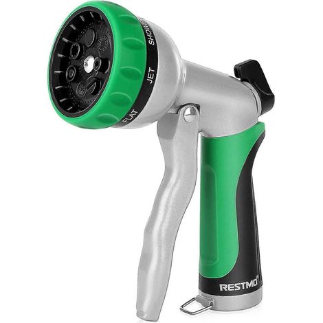 Garden Hose Nozzle, Heavy Duty Metal Water Hose Nozzle with 7 Adjustable Spray Patterns, High Pressure Hand Sprayer with Flow Control, Best for Wateri (1/5)