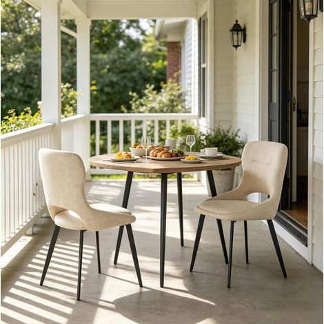 Chaise de salle à manger en chenille kaki avec structure en métal, dossier respirant et assise rembourrée (1/5)