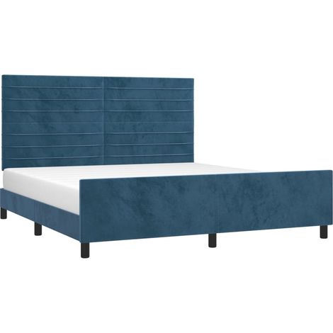 Estructura cama con cabecero terciopelo azul oscuro 180x200 cm vidaXL (1/4)