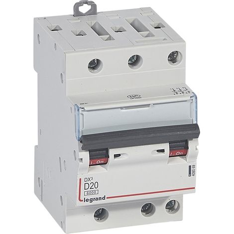 Disjoncteur DX³6000 10kA arrivée haute et départ bas à vis 3 Pôles 400V 20A courbe D pour peigne HX³ optimisé LEGRAND 408069 (1/2)