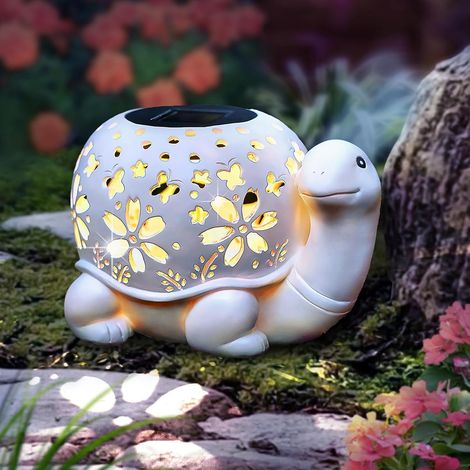 Lampes solaires d'extérieur pour jardin, statues de tortues décoratives pour jardin, lanterne solaire avec décorations de tortues étanches pour terrasse-AquaForge