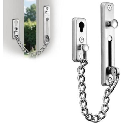 de porte en acier inoxydable, Chaînes de Porte, Verrouillage de Sécurité, Serrure de Porte Privée de Sécurité avec 4 Vis pour la Sécurité de la Porte d'Entrée, etc. (siliver) (1/4)