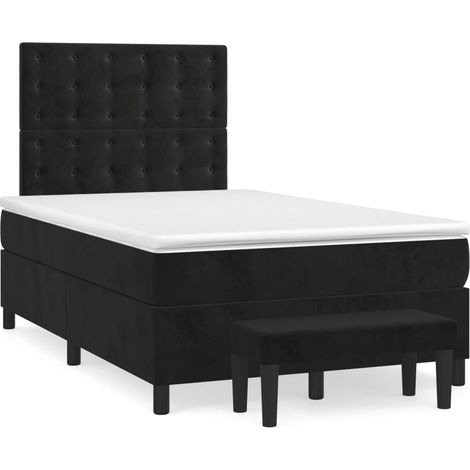 Boxspringbett mit Matratze Schwarz 120x190 cm Samt