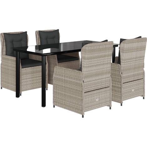 Maison Exclusive - Set Pranzo da Giardino 5pz con Cuscini Grigio Chiaro Polyrattan (1/5)