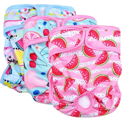 Culotte Hygiénique Chien - Lot De 3 Couches Lavables Superabsorbantes - Pour Chaleur Et Incontinence - Taille M 40-50 Cm (1/5)