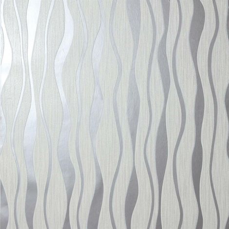 Arthouse Metallic Wave White Silver Wallpaper Glitter Effect Textured Vinyl