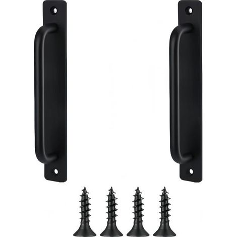 royaluxe - Lot de 2 poignée de porte de grange coulissante, poignée de porte de grange, porte en bois, jardin extérieur, armoire (Noir,190mm) (1/4)
