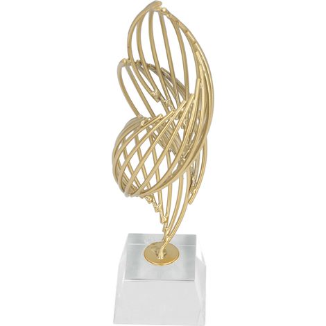 Sculpture décorative abstraite en métal avec base, Art de luxe moderne, décoration de maison, pour étagère de bureau, cristal blanc (1/5)
