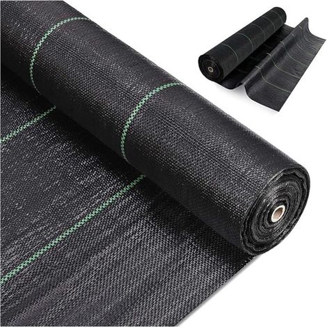 90g/1 square foot, Mulch fabric, Geotextile, Weed control fabric for the garden, Black agricultural mat, Root inhibitor, Weed control, Permeable fabric (1/5)