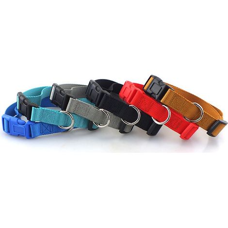 Reflektierendes Hundehalsband, verstellbares Nylon-Sicherheitshalsband für Haustiere, Hundeleine, Schwarz, Größe L (1/5)