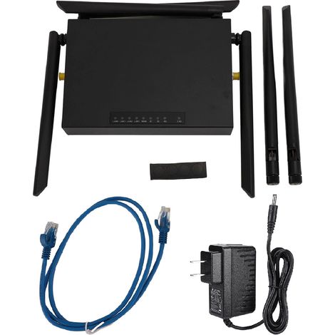 Routeur 4G 300Mbp 6 Antennes Boîtier en fer de qualité industrielle Europe Asie Version 5 Port réseau Routeur sans fil Hotspot avec fente carte SIM US Plug 100‑240V (1/5)