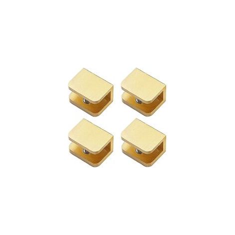 Paquete de 4 abrazaderas para vidrio, soporte para estante de vidrio sin necesidad de taladrar (para vidrio de 10 mm a 12 mm, color dorado) - Crezuo