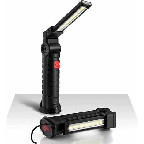 800LM Ultra Bright, USB Rechargeable LED Work Light Portable Inspection Lamp with Magnetic Base, 5 Modes 6000K Light for Auto Garage Workshop DIY [Energy Class A+++].