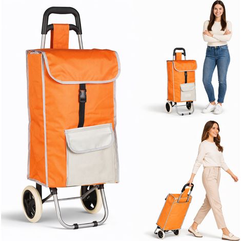 Carrello Trolley Frigo Modello Zeus Arancione Ruote Manico Ergonomico 35x30x90cm