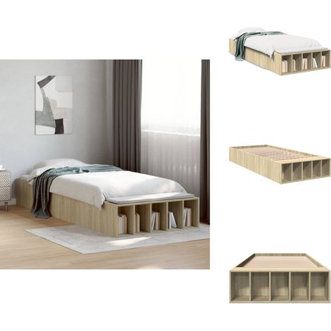 Cadre de lit sans matelas chêne sonoma 90x190 cm - Cadre De Lit - Lit Double - Lit Design - Lit Moderne - Meuble Chambre (1/5)