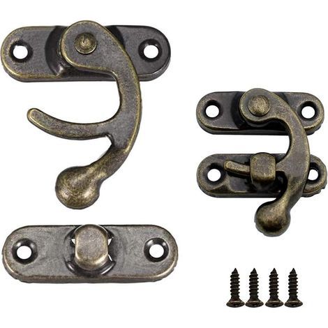 CCYKXA 20 Pieces Metal Horn Latches Bronze Hook Suitable for Retro Wooden Boxes and Jewelry Boxes - Equipped with Mounting Screws