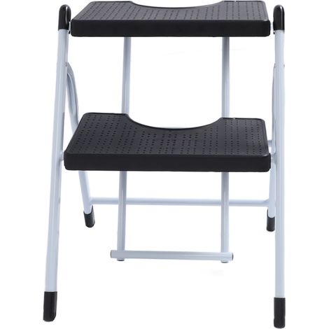 Échelle à 2 marches pliable, large pédale, légère, antidérapante, Portable, pliable, pour placard de cuisine, noir (1/5)