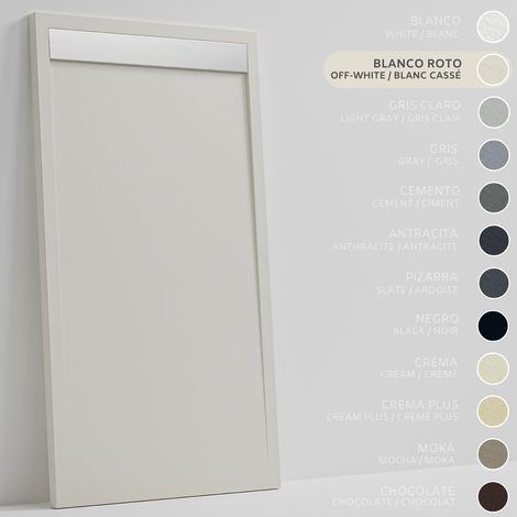 SOULHOME Duschwanne - Mineralguss & Gel Coat - Stein-Struktur - Rutschfest - Cremeweiß - 160X70- Extraflach 3cm - Inklusive Ablassventil - Edelstahl-Ablaufgitter