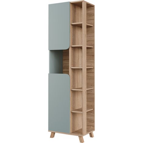 Mobile da bagno Karen, Sonoma/blu, 50 x 175 cm con 2 porte, Vicco