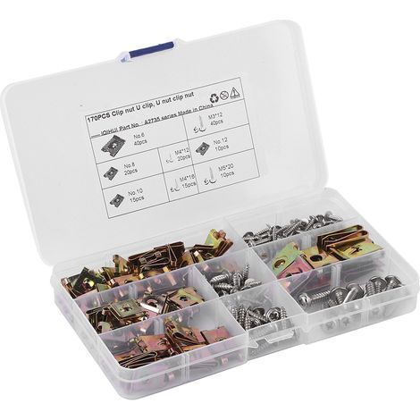 Assortiment d'écrous en U antirouille Fixations de garnitures intérieures automobiles avec vis en acier inoxydable (1/5)