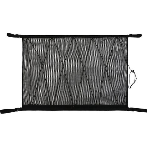 VURAHOME - Filet de Rangement pour Voiture, Universel Sac pour Toit de Voiture avec Fermeture Éclair,Organisateur Bagage Rangement Filet pour Voiture SUV Plafond (Filet Cordon Serrage)noir,9065cm (1/2)