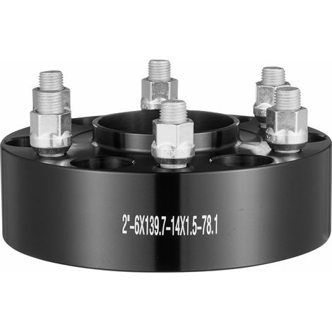 Mophorn Wheel Spacers, 2" 6"x5.5" Wheel Adapters, 6 Lug Forged Spacer, 78.1 mm Bore Hubcentric M14 x1.5 Studs Spacers, Fit for 1984-2018 Chevrolet, GMC, and Cadillac, 4 PCS Black (1/5)