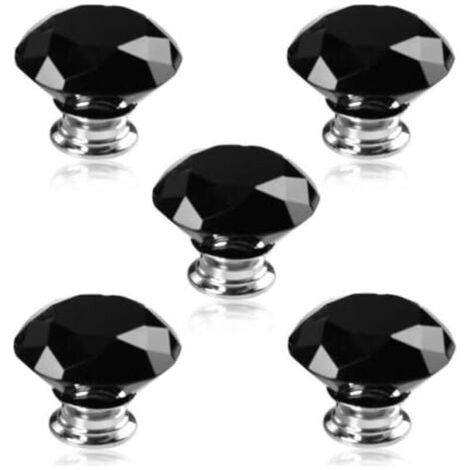 10 pièces/diamètre 30mm bouton de porte en cristal noir bouton armoire tiroir meubles verre diamant bouton (1/3)
