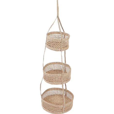 Panier à Fruits Suspendu 3 Étagères en Rotin Pliable Multifonction Style Élégant Installation Facile (1/5)