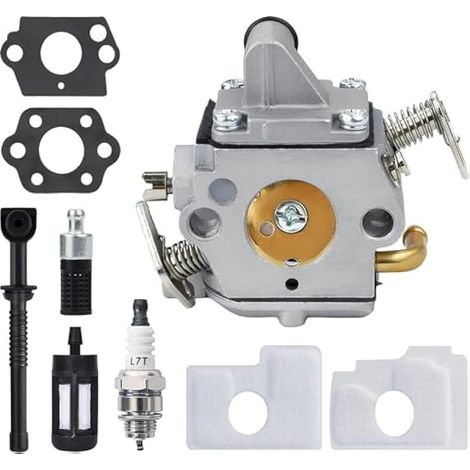 CYRILL – Carburatore per motosega STIHL MS170 MS180 017 018, kit completo di accessori con candela e kit di messa a punto del filtro dell'aria, sostituisce Zama C1Q-S57 e 1130-120-0603 (1/4)
